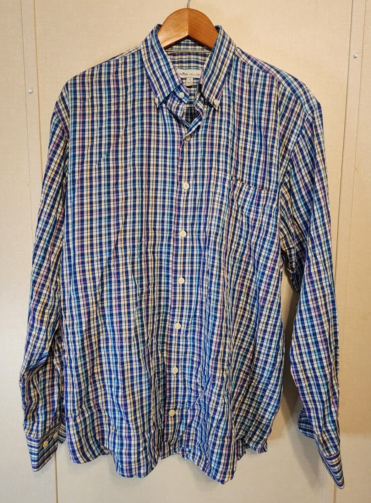 Peter Millar X-Large Gingham Multi Long Sleeve Bu… - image 1