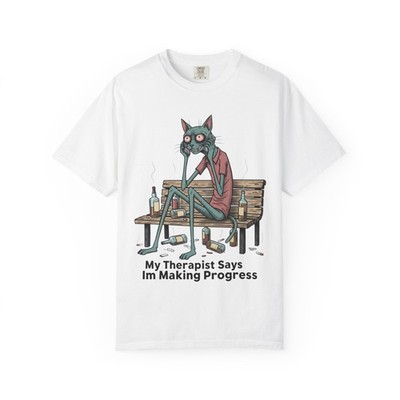 Funny Nervous Anime Cat T-Shirt    My Therapist Says I m Making Progress  Humor