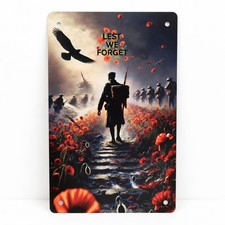 Remembrance Day Metal Sign Poppy Soldier Plaque Army Military War Memorial Gift