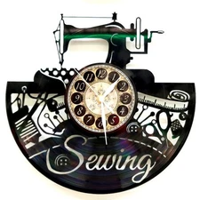 SEWING | Vinyl Record Clock | Seamstress Wall Art Sewist Gift | FREE SHIPPING