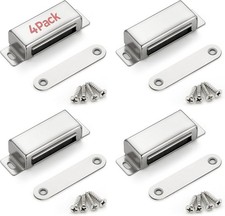 Cabinet Door Magnets, 60 Lbs Strong Magnetic Catch, Heavy Duty, 4 Pack, Silver