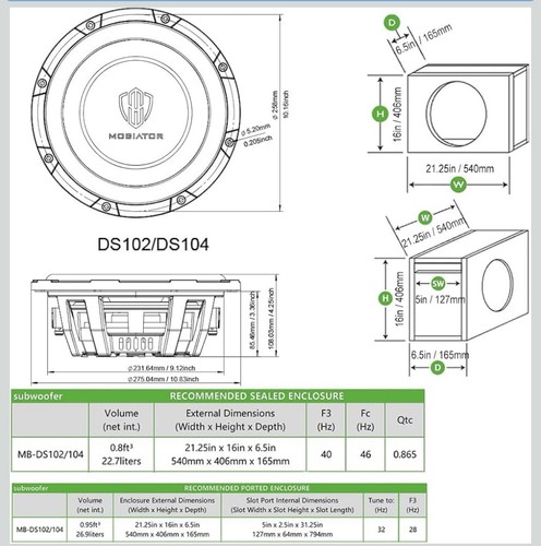 Mobiator MB-DS104 Black 10 Inch 300W RMS High Performance Car Subwoofer - Picture 11 of 11