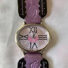 Anna Sui Purple Black Flower Pattern Quartz Watch
