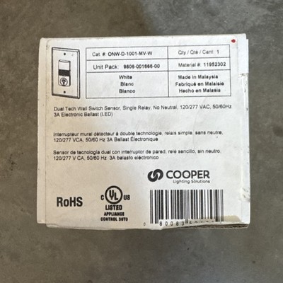 Greengate ONW-D-1001-MV-W Dual-Tech Wall Switch Sensor 120/277 V White SEALED