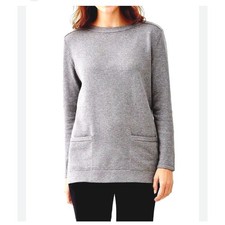 J Jill Front Pocket Grey Everyday Wool Blend Sweater Size Medium