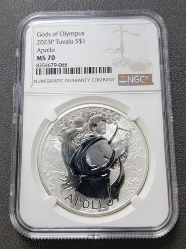 2023 P Tuvalu Gods of Olympus Apollo 1 oz Silver NGC MS70. 13,500 Mintage