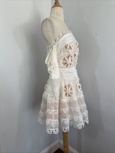 Latiste By Yamy Mini Dress Womens Medium Ivory Lace Cocktail Y2K 90s - Picture 2 of 8