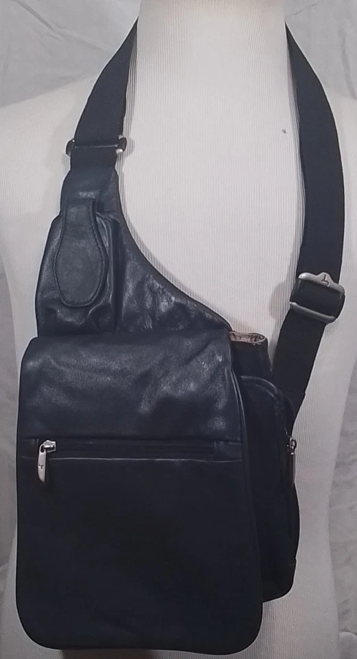 Bandolera Travelon Bandolera Azul Marino CUERO Bolso de Viaje Múltiples Compartimentos Foto 2 de 4