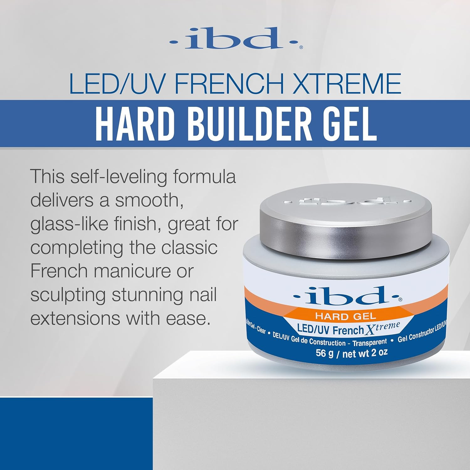 Ibd Hard Gel for Nails – LED/UV French Xtreme Clear Builder Gel, Ideal for Nail