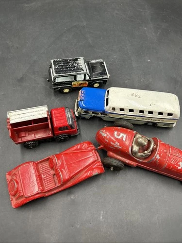 Vintage Lot Of 5 Diecast Car Toys Tootsie Toy, Greyhound & Tonka. ML