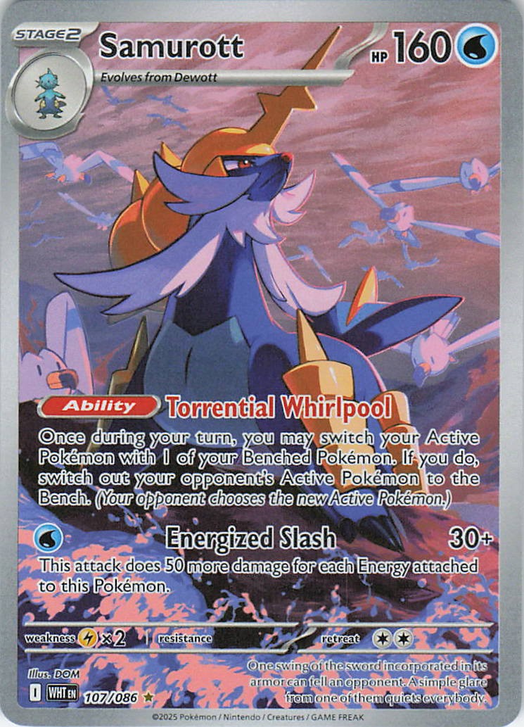 Samurott 107/086 Holo Illustration Rare White Flare Pokemon Near Mint