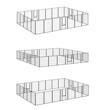 PawHut Dog Playpen, 24 Panels Puppy Playpen for Multiple Dogs, Black