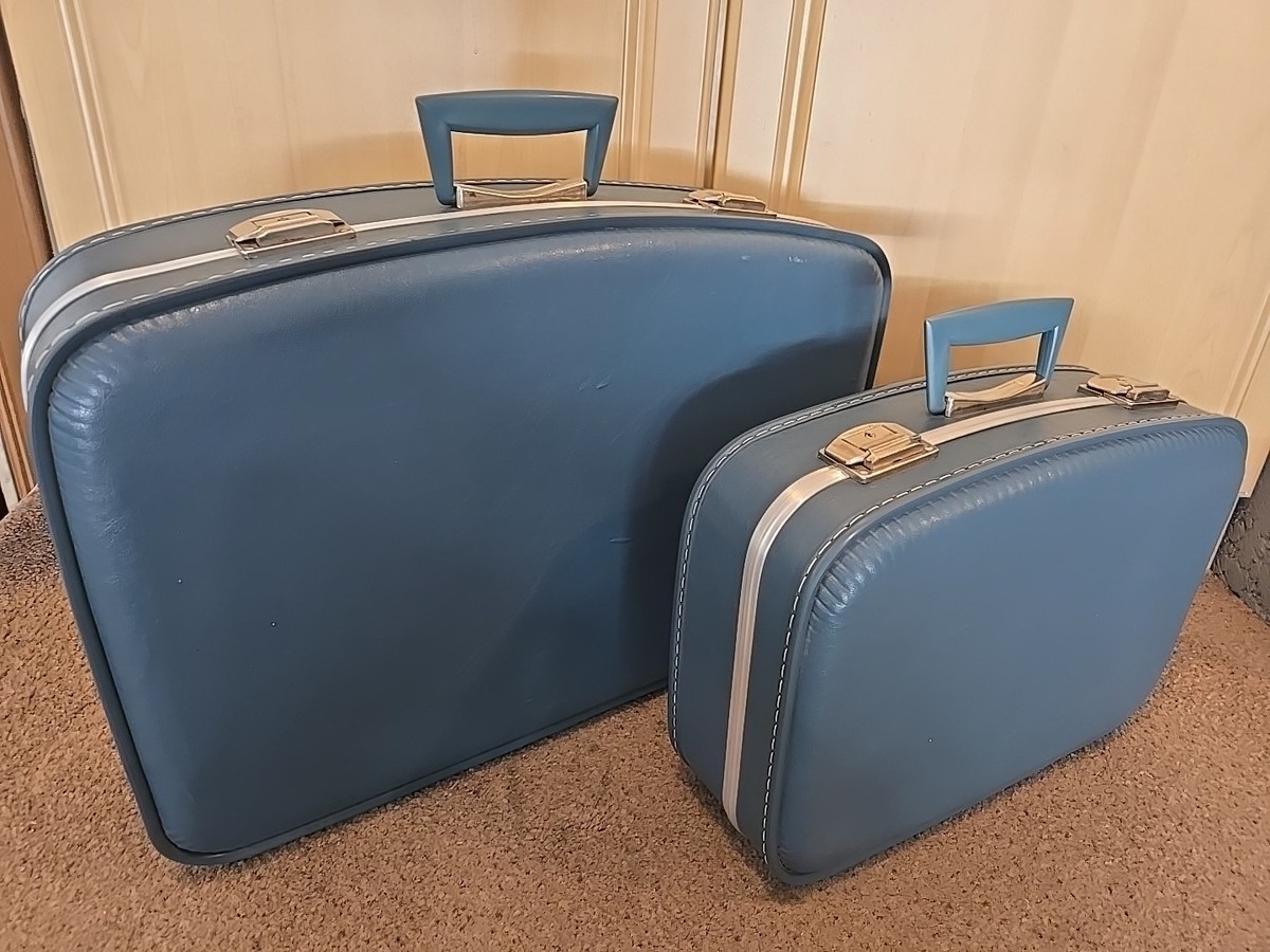 MCM Vintage 1970's Powder Blue Hard Shell Nesting Luggage