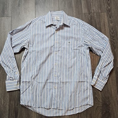 Lacoste Mens Light Blue Striped Button Down Shirt Dress Casual 42