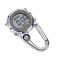 Backpack Clip On Band Carabiner Digital Sports Fob Watch Luminous For Hikers dq