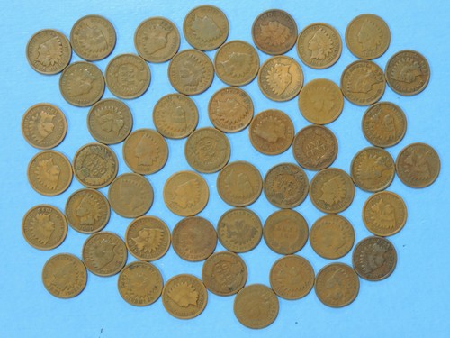 Antique Collectible Roll of 50 1800's Indian Head Pennies Cents Original Coins