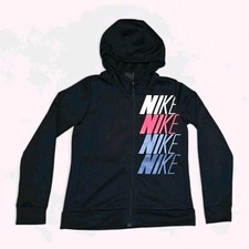 Nike Black Pullover Hoodie Dri-Fit Sweatshirt Girls Size L