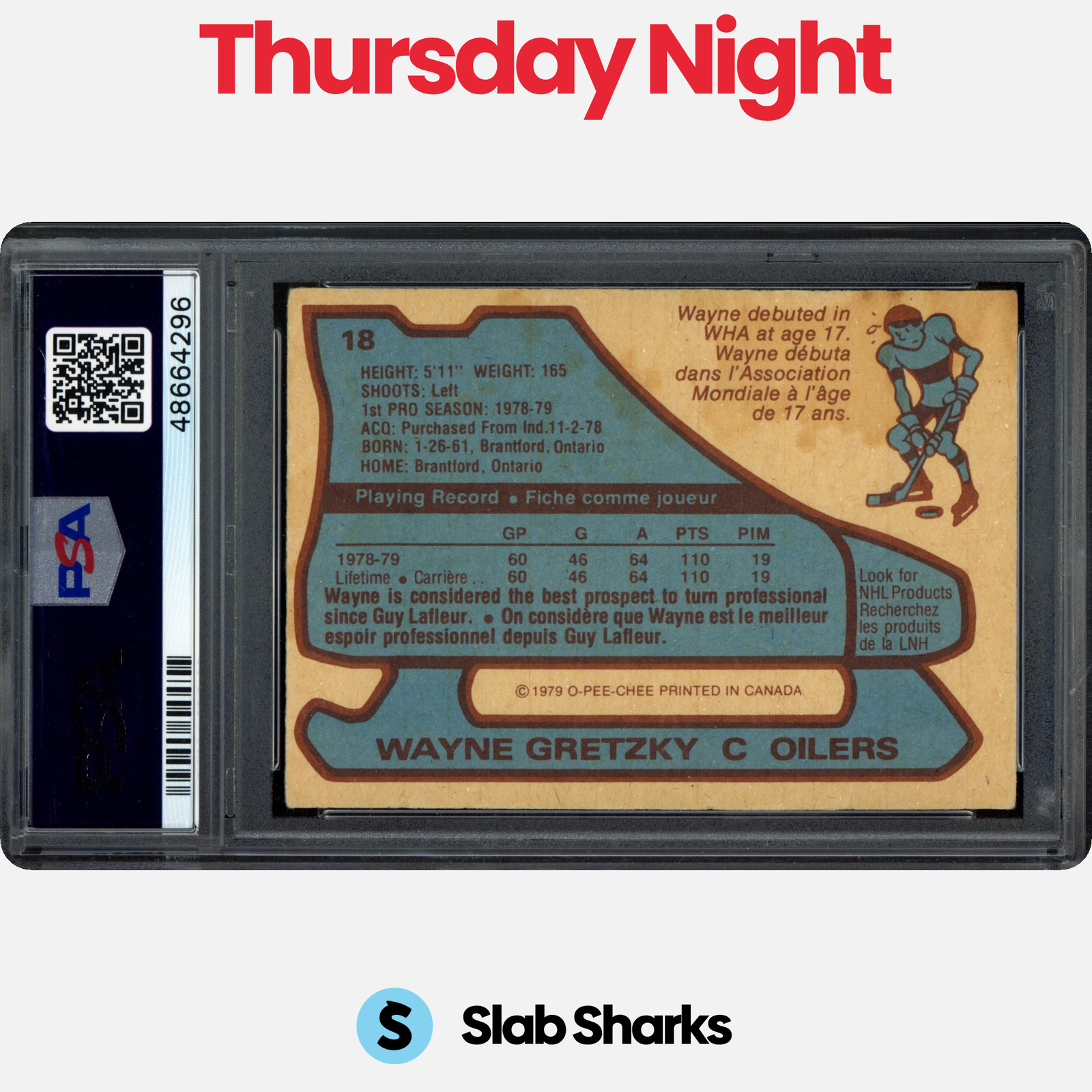 1979 O-PEE-CHEE #18 WAYNE GRETZKY RC ROOKIE PSA 3 view 2