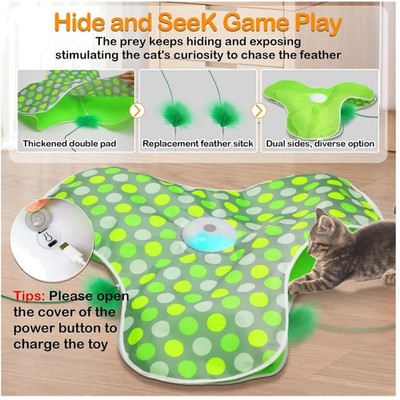 Rechargeable Interactive Cat Toy with Moving Feathers