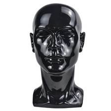 PVC Mannequin Head Black Male Manikin Dummy Stand Model Display Hat Scarf Wigs H