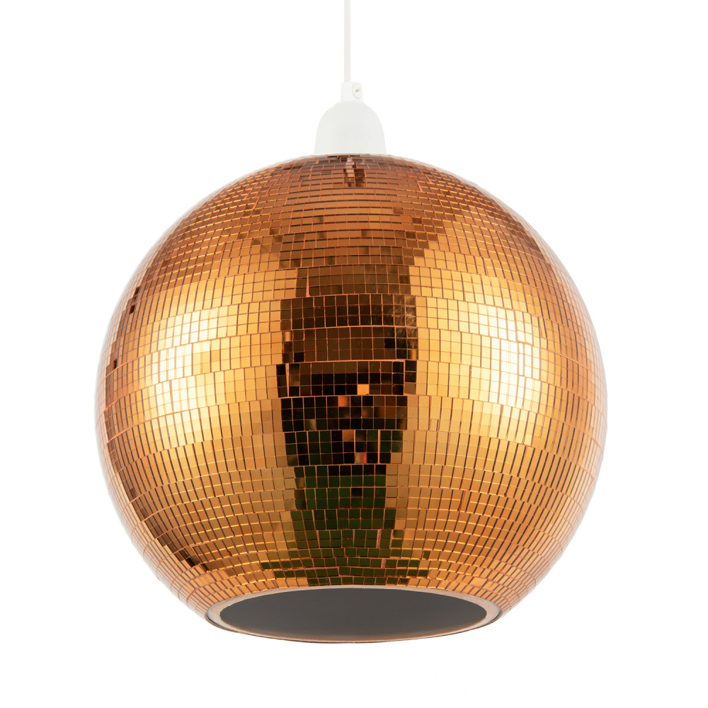 Shiny Disco Mosaic Ball in Vibrant Orange Mirrored Tiled Retro Style by Happy...