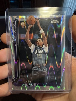 2025-26 Topps Chrome Update Ace Bailey Ray Wave Refractor RC Rookie #155 Jazz
