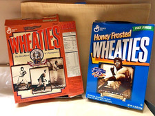 Wheaties 2 Lot: Jackie Robinson 50th Rare Blue Box-Sealed & Negro Leagues-Folded
