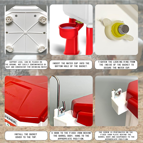 Beheizte Hühnertränke, Automatische Geflügeltränke, 11L (rot, 11L) - Bild 6 von 12