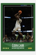 Coen Carr Novelty Basketball Card! Michigan State Spartans