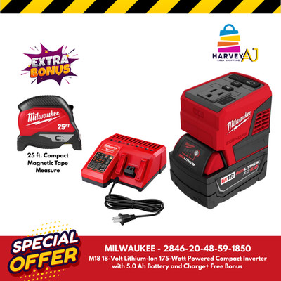 M18 18-Volt Lithium-Ion 175-Watt Powered Compact - M18 Batteries 5AH+Free Bonus