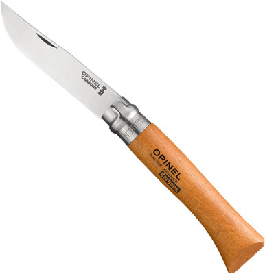 OPINEL No. 10 Carbone - Carbon Steel Folding Pocket Knife, Beechwood Handle