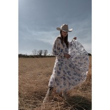 FREE PEOPLE Feeling Groovy Long Sleeve Tiered Boho Midi Dress Women's size XS