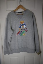 Polo Ralph Lauren Bear Grey Pullover Crewneck Sweater Size XL