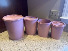 Vintage Tupperware Kanistry lęgowe Mauve Dusty Rose Zestaw 4 brakujących 1 pokrywek