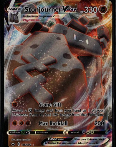 Stonjourner VMAX 116/202 Holo VMAX Rare Sword & Shield Pokemon Lightly Played