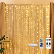 Brightown 300 LED Fairy Curtain Lights, 9.8ft x Warm White