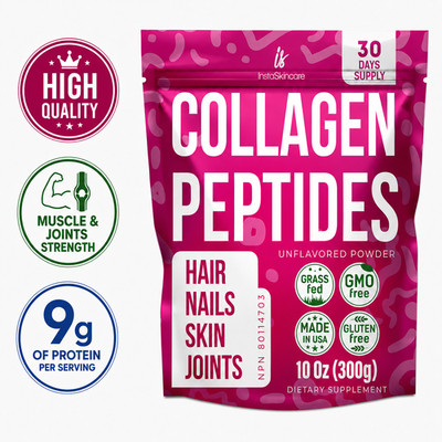 Collagen Peptides Powder Hydrolyzed Types I III Grass Fed Protein Keto 10oz
