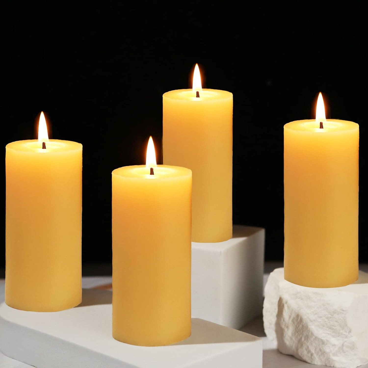 4 Packs,100% Bees Wax Candles For Home-140 Hours Long Bur
