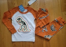NWT Gymboree Pajamas PJs Dinosaur Glow In The Dark Orange 2pc Long Sleeve Set 4