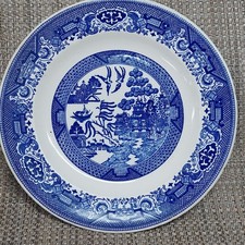 Royal China Willow Ware Dinner Plate Blue White Asian Style China Glossy Round