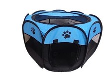 Portable Pet Playpen,Foldable Dog Playpen for Dogs Blue S 28.7" x 28.7" x 16"