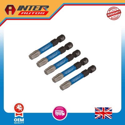 Draper Expert TX-STAR  Impact Screwdriver Bits, T40 x 50mm, 1-4'' Hex (Pack of 5
