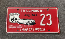 Rare 1991 Mapa Illinois Route 66 Corvette License Plate Special Event Nice
