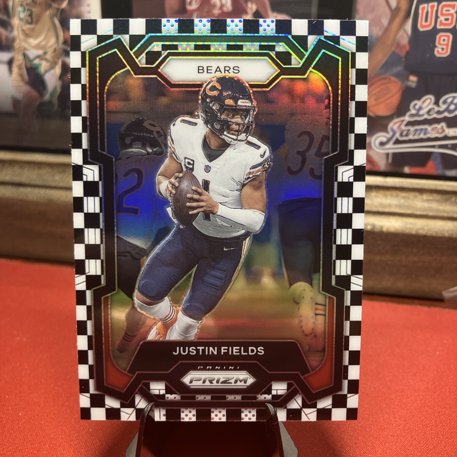 2023 Panini Prizm #48 Justin Fields Black & White Checkerboard
