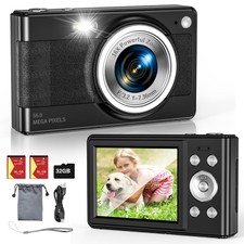 Upgrade Digital Camera, 56MP FHD 1080P for Kids with 16x Zoom Anti Shake, 32GB T