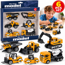 6PCS Diecast Metal Construction Truck Toy Set Kids Gift Excavator Loader Tractor