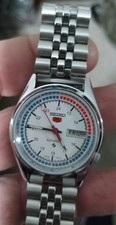 Seiko 5 Automatic Men's Wristwatch Vintage 90s Rare White Face