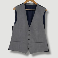 NEXT Mens Grey 100 Wool Regular Fit Suit Formal Waistcoat Vest Chest Size 42"