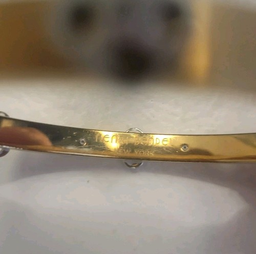 Bracciale Vintage Henri Bendel Cristallo Borchiato Cerniera Tono Oro 6,5" Bracciale Bianco - Foto 9 di 12
