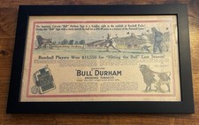 Vintage 1913 Bull Durham Smoking Tobacco Vintage Baseball Ad Piece Framed